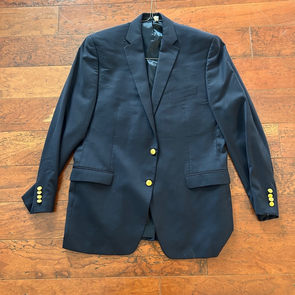 Ralph Lauren Men’s 44L Navy Blue Gold Buttons Wool Blazer Sport Coat Jacket